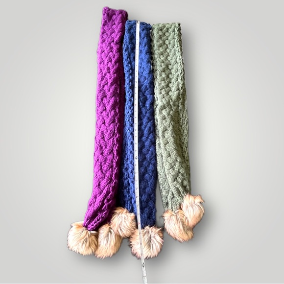 Bundle/3 Scarves Scarf Pom Pom Lot/3 - Picture 10 of 16